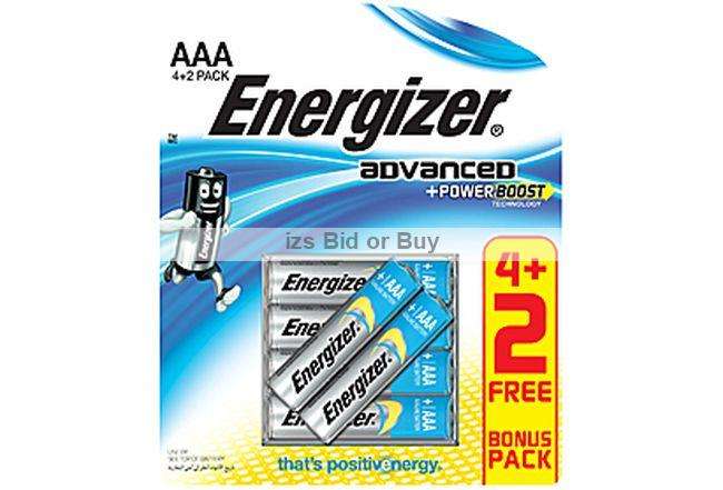 Energizer Advanced AAA Batteries 4 + 2Free ***BONUS PACK***