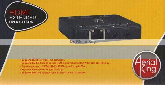 Aerial King HDMI Extender Over Cat5e/6 With IR Pass-Through - 55 Meter
