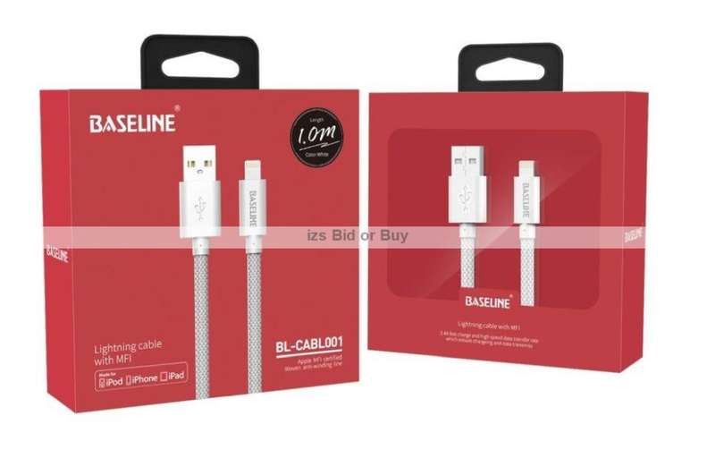 Baseline Lightning Cable 1 Meter 2.4Amp  - MFI CERTIFIED