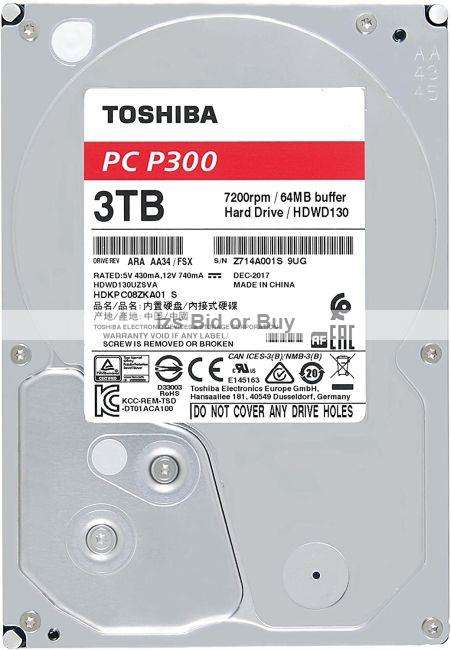 Toshiba P300 3TB 3.5` Desktop PC Hard Drive ***WOW***