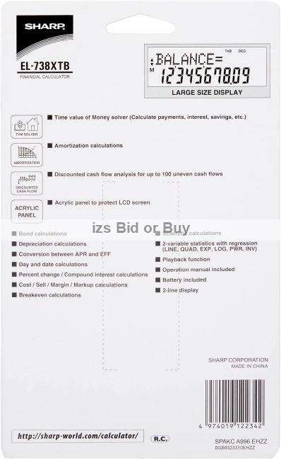 Sharp Business/Financial Calculator EL-738XT