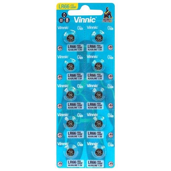 Vinnic AG4 LR66 L626 376 1.5V Alkaline Battery - 10 Pack