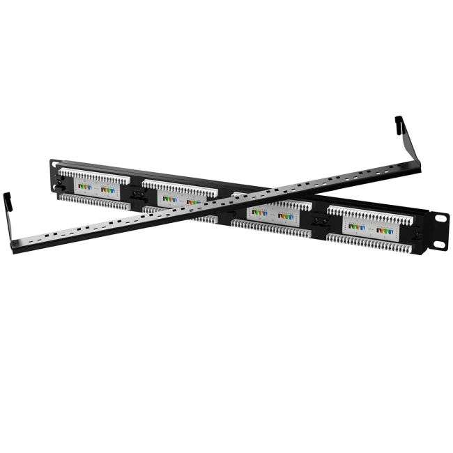 24 Port Cat5e 1U Rack Mount Patch Panel - WITH REAR CABLE MANAGEMENT BAR