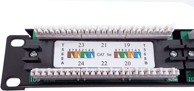 24 Port Cat5e 1U Rack Mount Patch Panel - WITH REAR CABLE MANAGEMENT BAR