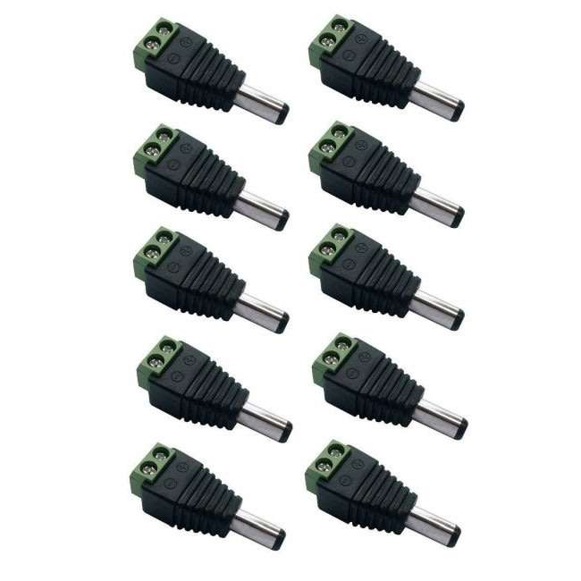 12V DC Male Power Connector For CCTV Camera - Pack of 10