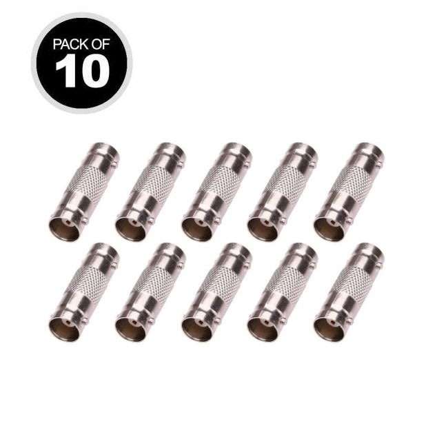 BNC Coupler Connector Female to Female for RG59 Coaxial Cable - Pack of 10