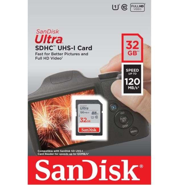 Sandisk 32GB Ultra SDHC Card - Class 10 120MB/s
