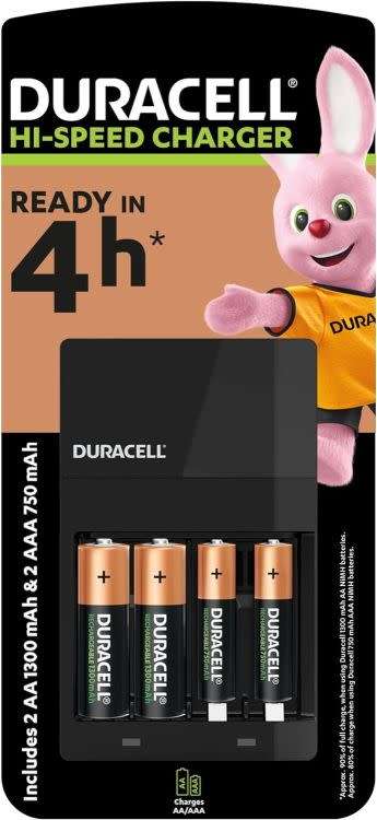 Duracell 4 Hours Battery Charger with 2 AA and 2 AAA