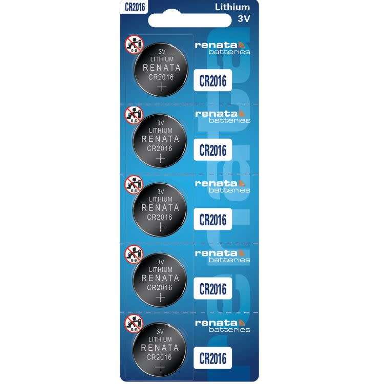 Renata CR2016 Lithium 3V Battery 5 Pack
