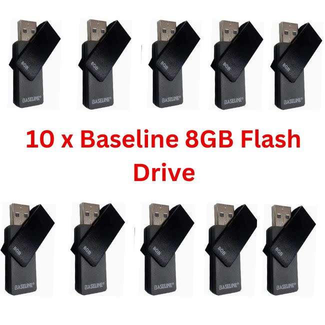 10 x Baseline 8GB Swivel Memory Stick - Deal Of The Day