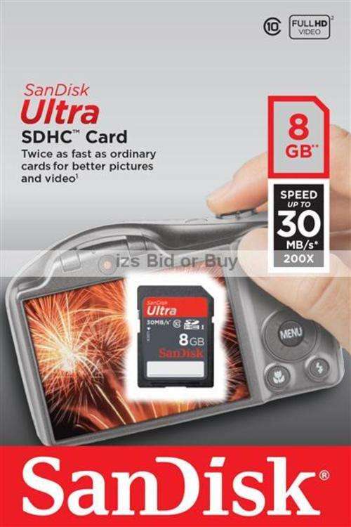 Sandisk 8GB Ultra SDHC Card - Class 10 ***NO RESERVE*** WOW