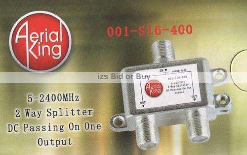 2 Way Satellite F Splitter With DC Power Pass