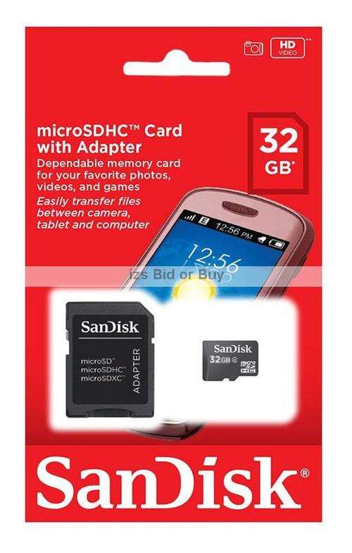 Sandisk 32GB micro SDHC Card & Adapter ***NO RESERVE***