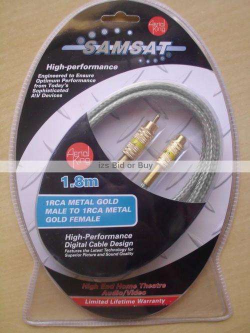 Samsat 1 RCA Metal Gold Male To Metal Gold Female Cable ***R1 AUCTION***