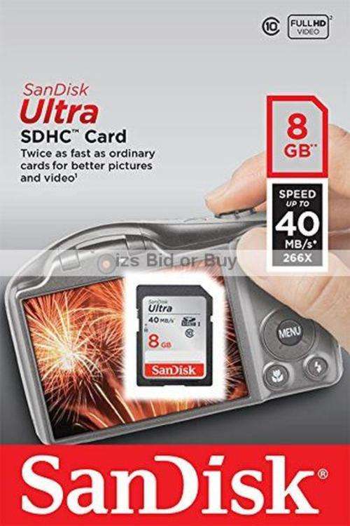 Sandisk 8GB Ultra SDHC Card - Class 10 40MB/s ***NO RESERVE*** WOW
