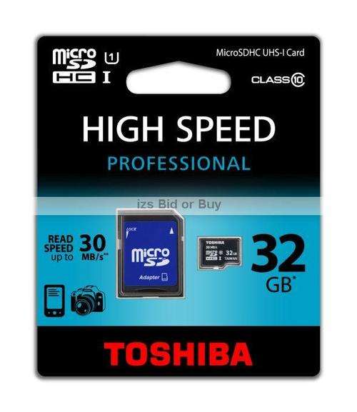 Toshiba Professional 32GB microSDHC UHS-I Card & Adapter Class 10 30MB/s