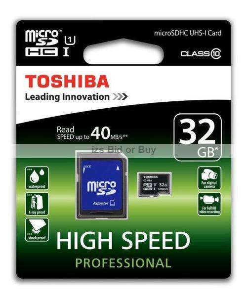 Toshiba Professional 32GB microSDHC UHS-I Card & Adapter Class 10 40MB/s