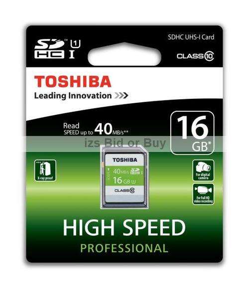 Toshiba Professional 16GB SDHC UHS-I Card Class 10 40MB/s
