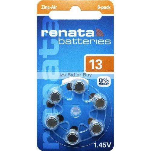 Renata ZA13 Hearing Aid Batteries - 6 Pack