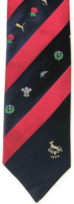 1994 SPRINGBOK SUPPORTERS TIE - MADE FOR "JOHNSON CRANE HIRE" IN GOOD CONDITION