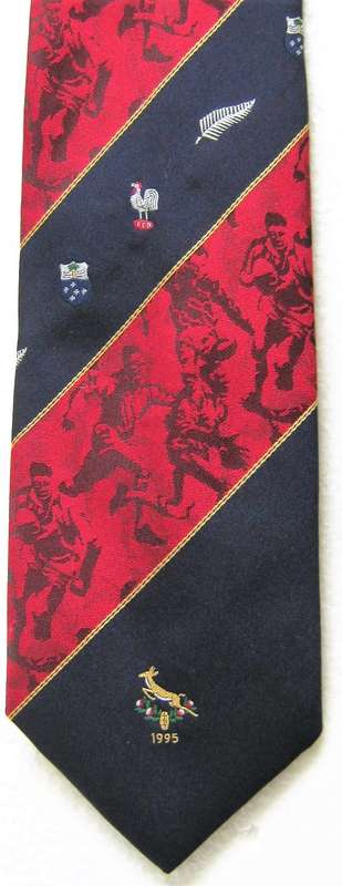 1995 RUGBY WORLD CUP SUPPORTERS TIE MADE FOR "JOHNSON CRANE HIRE" IN GOOD CONDITION