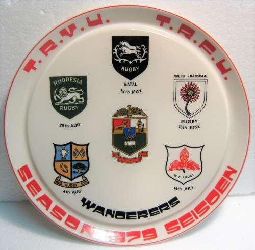 1979 TRANSVAAL RUGBY UNION PLATE DEPICTING THE PROVINCES THAT THEY PLAYED AGAINST AT WANDERERS