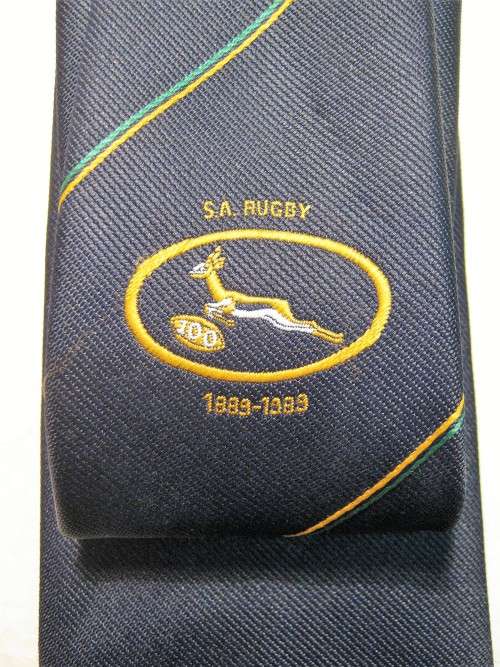 SPRINGBOK RUGBY 100 YEAR CENTENARY TIE 1889 - 1989 IN VERY GOOD CONDITION