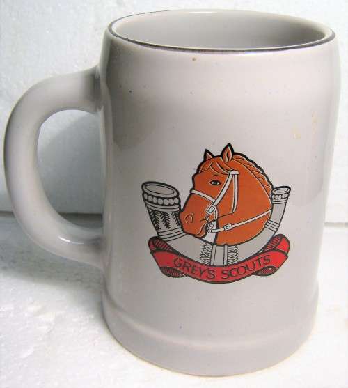 RHODESIAN BUSH WAR "GREY'S SCOUTS" BEER MUG IN VERY GOOD CONDITION