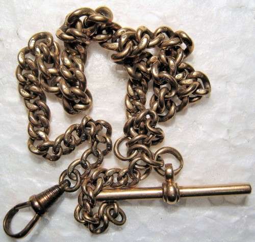 VINTAGE 9 CARAT GOLD FOB WATCH CHAIN IN GOOD CONDITION 33 gms