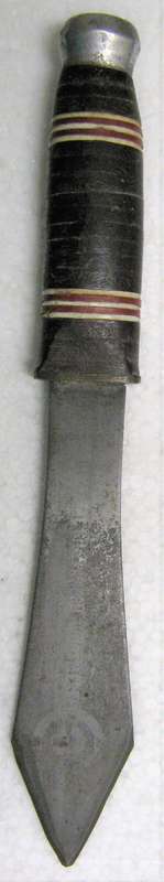 VERY OLD "ORIGINAL SILBERPFEIL WURFMESSER" THROWING KNIFE. ETCHING HAS WORN & NO SHEATH