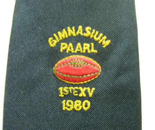 1980 " GIMNASIUM PAARL 1ste XV" RUGBY TIE IN VERY GOOD CONDITION