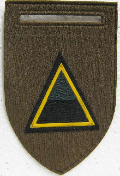 OLD S.A. INFANTRY ALPHA COMPANY, TUPPERWARE, SLIP ON, SHOULDER FLASH WITH PIN IN UNUSED CONDITION