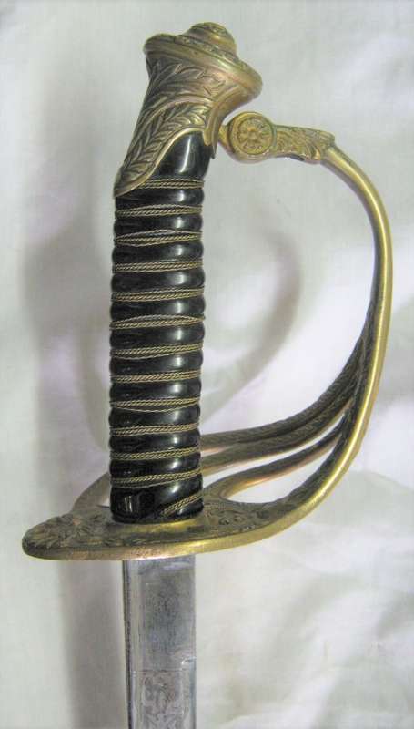BELGIAN 1889 PATTERN OFFICERS SWORD WITH SCABBARD - END OF SWORD AND SCABBARD RESTORED AND REPLATED