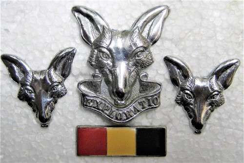 SADF INTELLIGENCE CORPS CAP AND COLLAR BADGES WITH BALKIE - BALKIE ONE PIN ONLY OTHERWISE GOOD