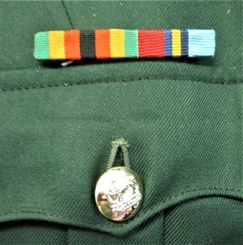 RHODESIAN BUSH WAR ENGINEERS DRESS GREENS UNIFORM WITH ALL BADGES, BERET, LANYARD & TIE - IMMACULATE