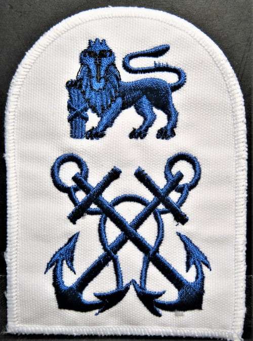 OLD S.A. NAVY PETTY OFFICER RANK BADGE - BLUE ON WHITE EMBROIDERED FOR AWD's & SUMMER UNIFORMS