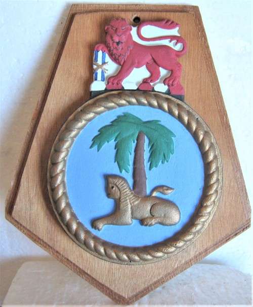 OLD S.A. NAVY `NAVAL BASE DURBAN`  PLAQUE MADE OF METAL IN VERY GOOD CONDITION