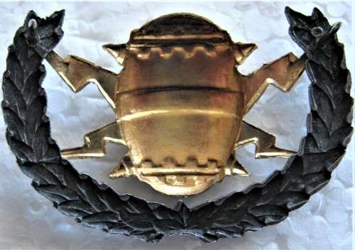 OLD S.A. NAVY 2ND STYLE MINE COUNTER MEASURES - GILDED MINE AND LIGHTNING BOLTS - GUN METAL WREATH