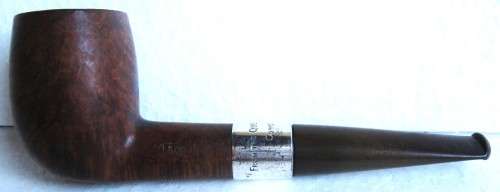 COLLECTABLE SEAMANS PIPE WITH SILVER RING BY L & Co INSCRIBED `FROM THE QUEEN OF SPAIN. COWES 1912`