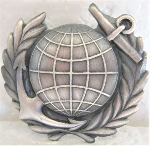 OLD S.A. NAVY MARINE GREY METAL ONLY BREAST BADGE WITH PINS IN GOOD CONDITION