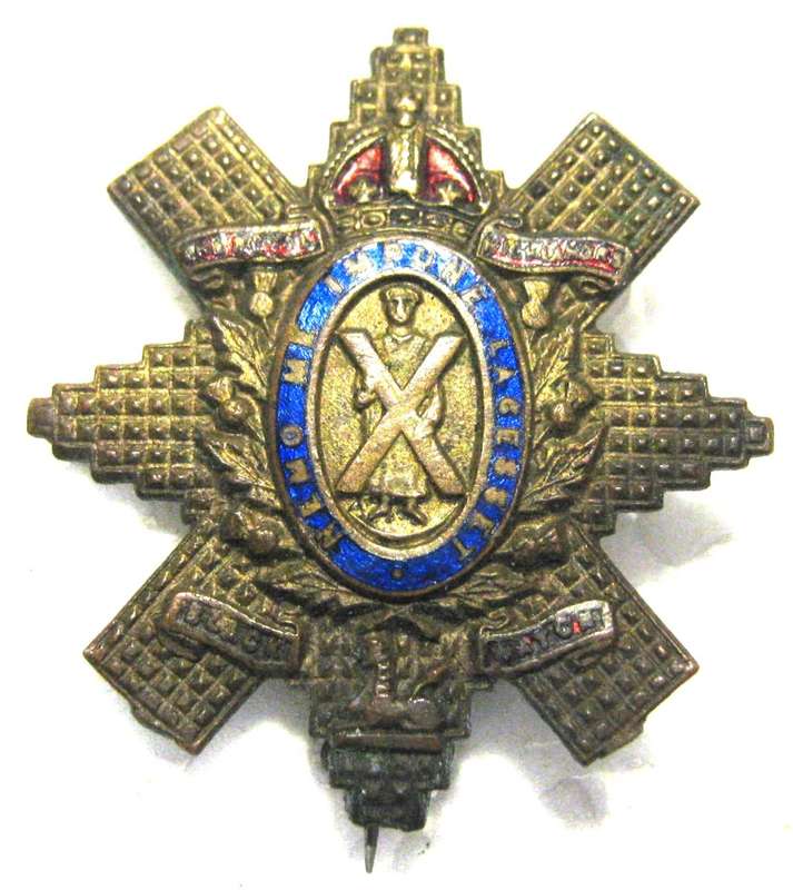 WW1 BLACK WATCH ROYAL HIGHLAND REGIMENT BRASS AND ENAMEL SWEETHEART BROOCH IN GOOD CONDITION