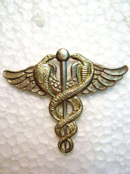 SOLID SILVER SOUTH AFRICAN MEDICAL SERVICES BREAST BADGE WORN BY DOCTORS & DENTISTS - NO PINS