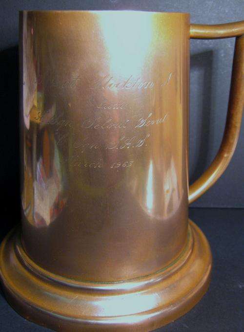 RHODESIAN SELOUS SCOUTS AND S.A.S. LARGE COPPER PRESENTATION MUG TO S/SGT N. STOCKTON
