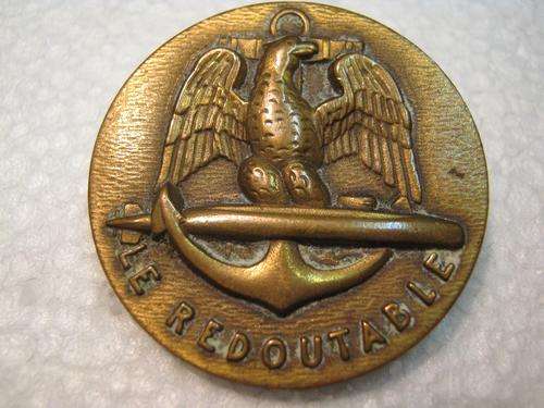 FRENCH BALLISTIC MISSILE SUBMARINE "LE REDOUBTABLE" BRASS BADGE IN GOOD CONDITION