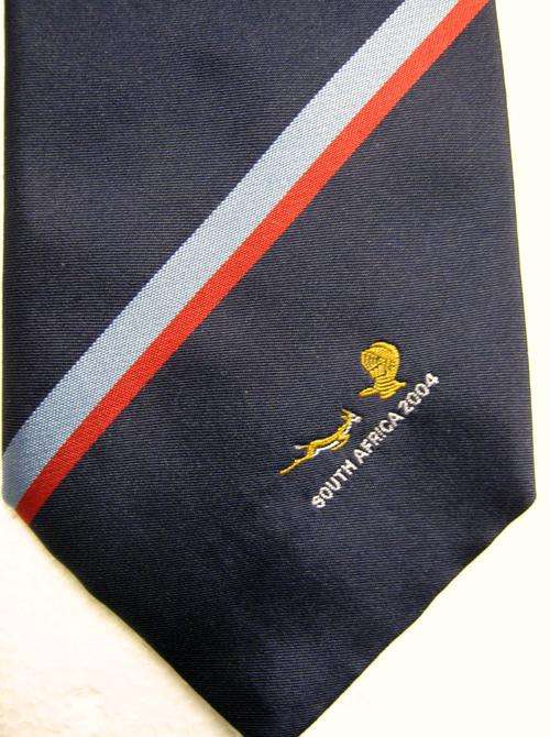 UNKNOWN RUGBY TIE IN GOOD CONDITION - "SOUTH AFRICA 2004"
