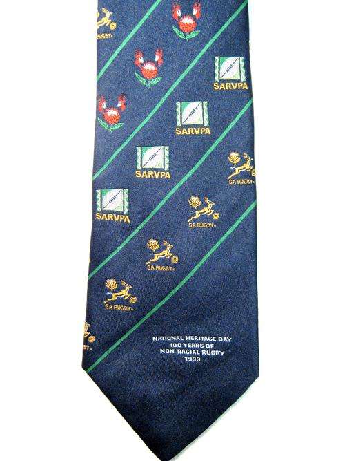 1999 SARVPA, "NATIONAL HERITAGE DAY, 100 YEARS OF NON-RACIAL RUGBY" TIE IN GOOD CONDITION