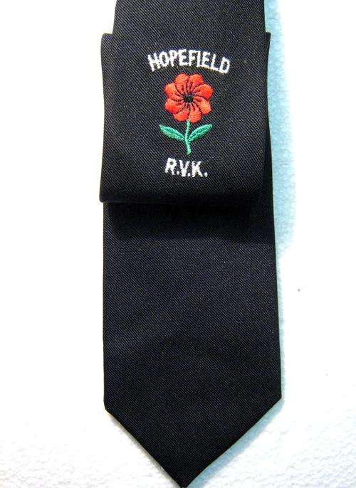 HOPEFIELD RUGBY FOOTBALL CLUB TIE IN GOOD CONDITION