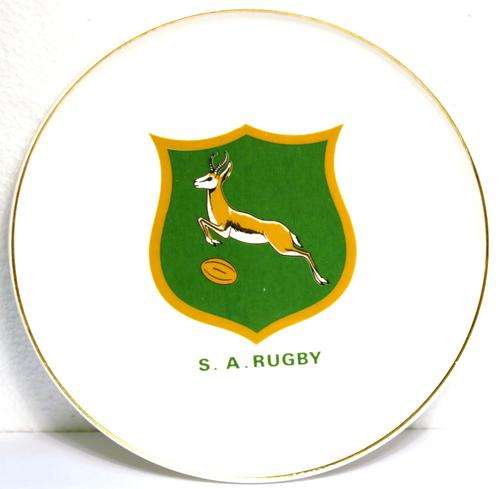 SIDE PLATE WITH THE OLD S.A. RUGBY BADGE USED FROM 1906 TO 1936 ON IT IN GOOD CONDITION