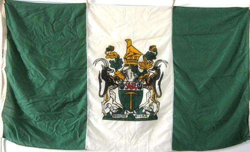 ORIGINAL RHODESIAN "UDI" FLAG OF RHODESIA 1968 -1979 BY WILLIAM SMITH OF SALISBURY - 1750mm x 1000mm