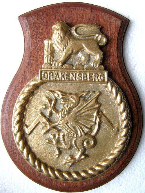 SOLID BRASS MOUNTED, SAS DRAKENSBERG SHIPS PLAQUE 190mm x 140mm